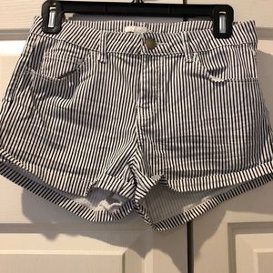 Preppy Navy Blue Striped Shorts